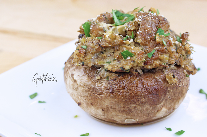 Vegan Sausage Stuffed Mushrooms - Gretchen's Vegan Bakery