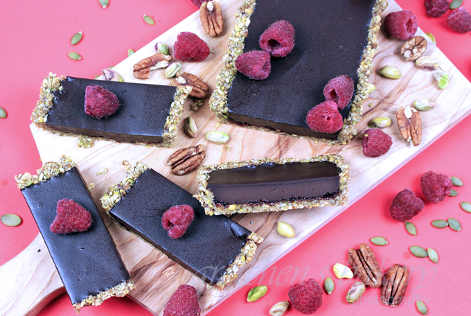 No Bake Chocolate Raspberry Ganache Tart