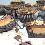 Vegan Brownie Cupcakes with Peanut Butter Fudge